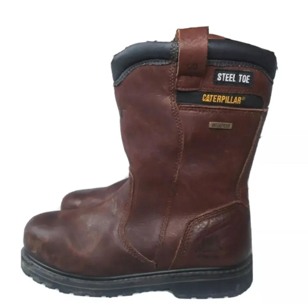 Caterpillar Footwear Elkhart Steel Toe Work Boots Men's Size 9 Oak Brown